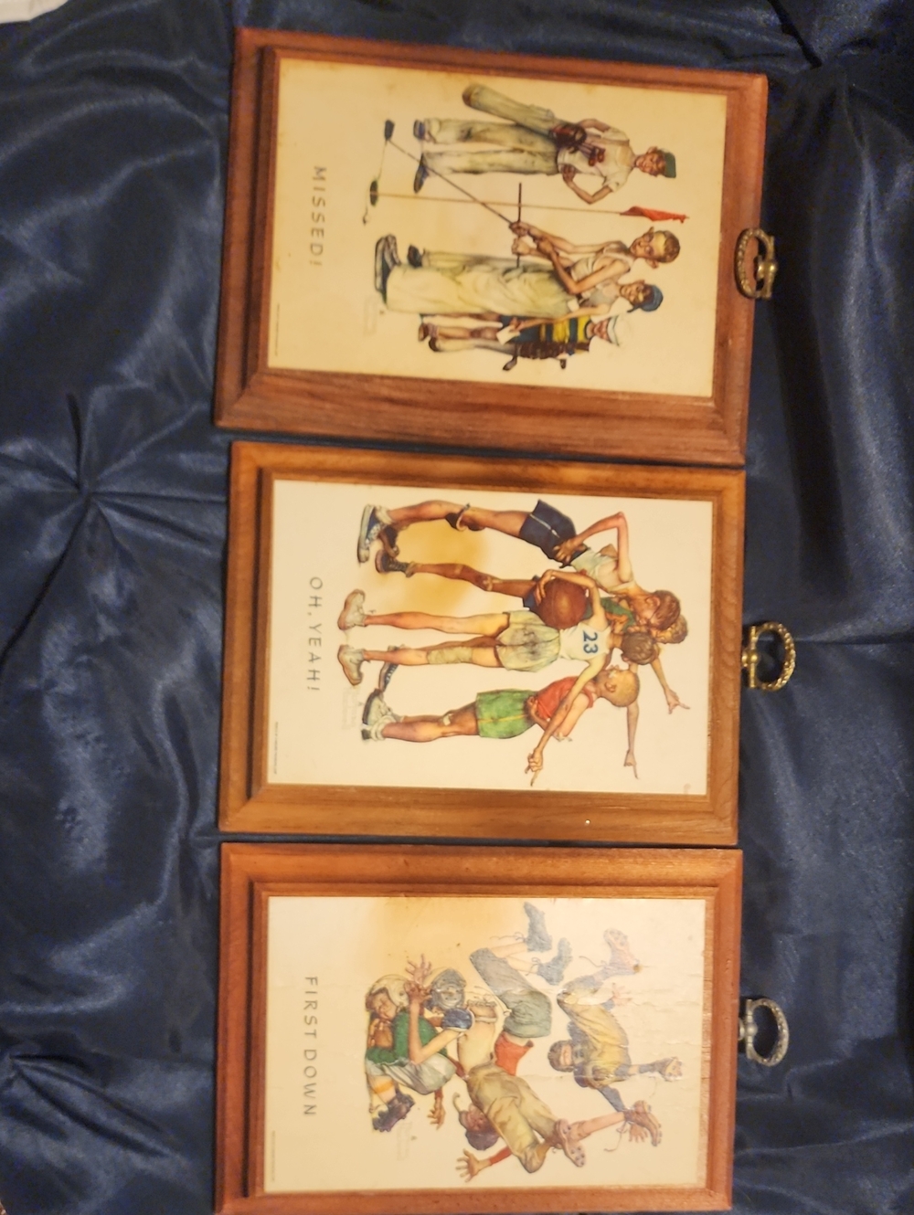 Vintage Norman Rockwell Sports Trio Wall Art Prints.